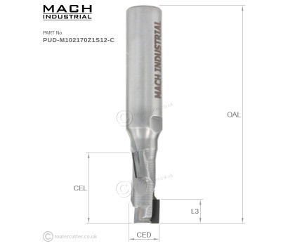 Mach Industrial PUD-M102170Z1S12-C Compression 1+1 PCD Router Bit